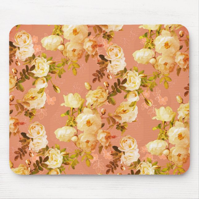 Sweet Roses on Orange Background Mouse Pad (Front)