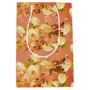 Sweet Roses on Red  Medium Gift Bag