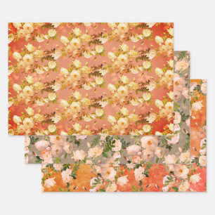 Sweet Roses on Red  Wrapping Paper Sheet