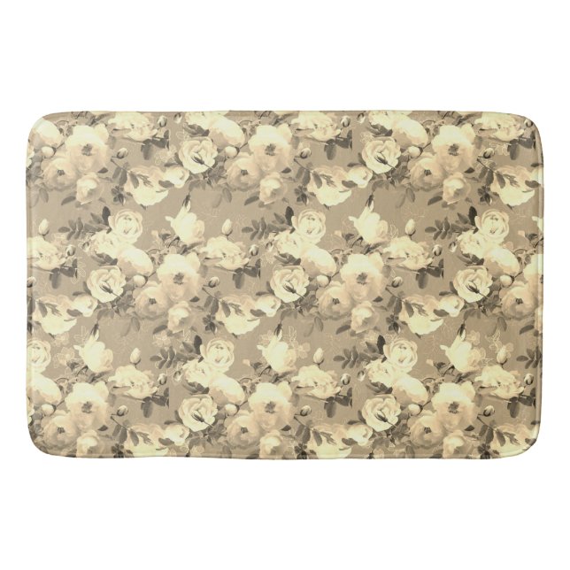 Sweet Roses on Sepia  Bath Mat (Front)