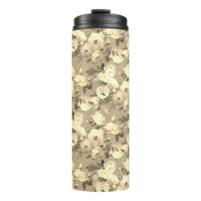 Sweet Roses on Sepia  Thermal Tumbler (Front)