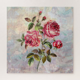 Sweet Roses on Textured Background Jigsaw Puzzle