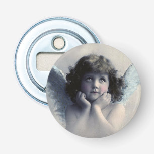Sweet Rosy Cheeked Vintage Angel in Clouds Bottle Opener
