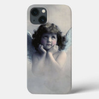 Sweet Rosy Cheeked Vintage Angel in Clouds