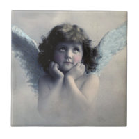 Sweet Rosy Cheeked Vintage Angel in Clouds