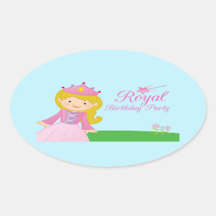 Sweet royal princess girl's birthday party sticker