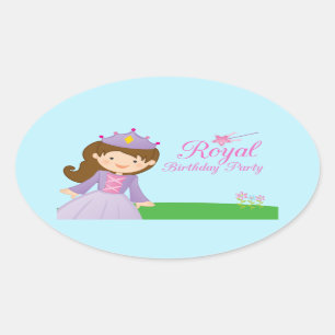 Sweet royal princess girl's birthday party sticker