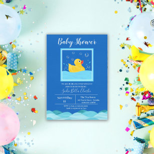 Sweet Rubber Ducky Bubbles Baby Shower Invitation