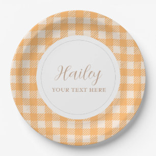Sweet Rustic Farmer's them gingham plaid Party Paper Plate