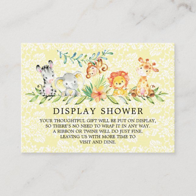Sweet Safari Animals Baby Shower Gift Display Enclosure Card (Front)