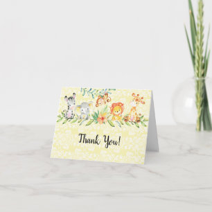 Sweet Safari Animals Baby Shower Thank You Note Card