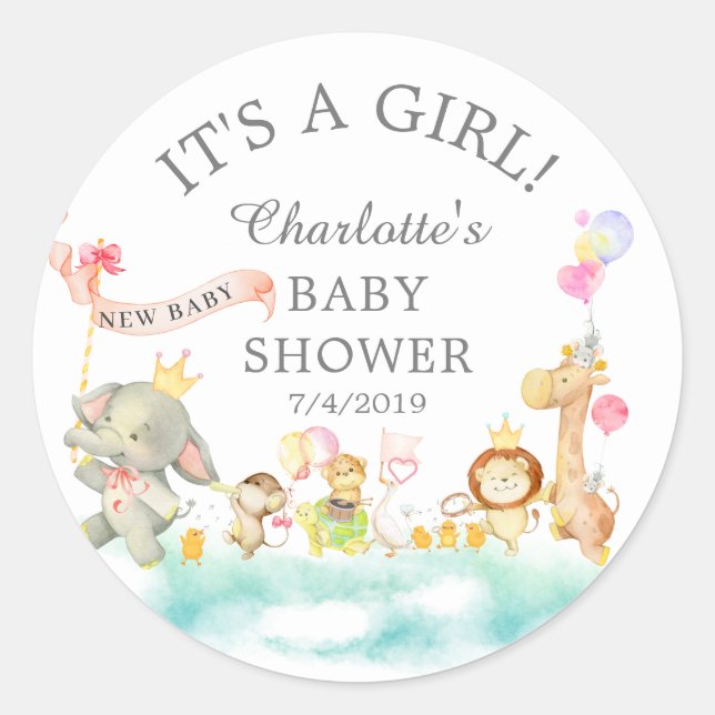 Sweet Safari Animals Parade Favour Sticker (Front)