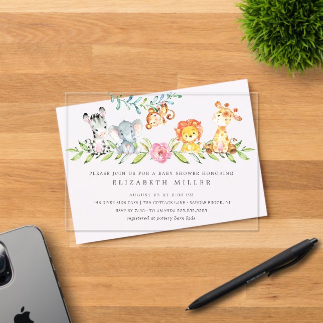 Sweet Safari Animaux Baby shower Invitation (Insitu (Carte d'invitation))