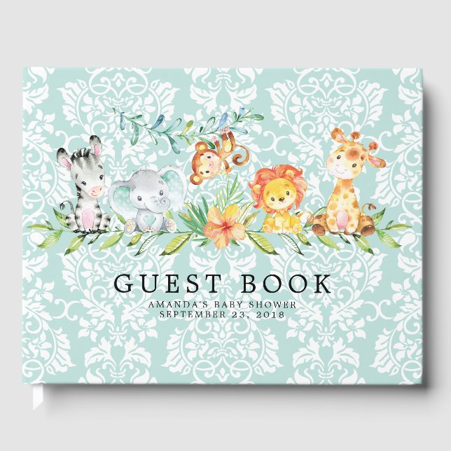 Sweet Safari Animaux Baby shower Livre d'invité (Recto)
