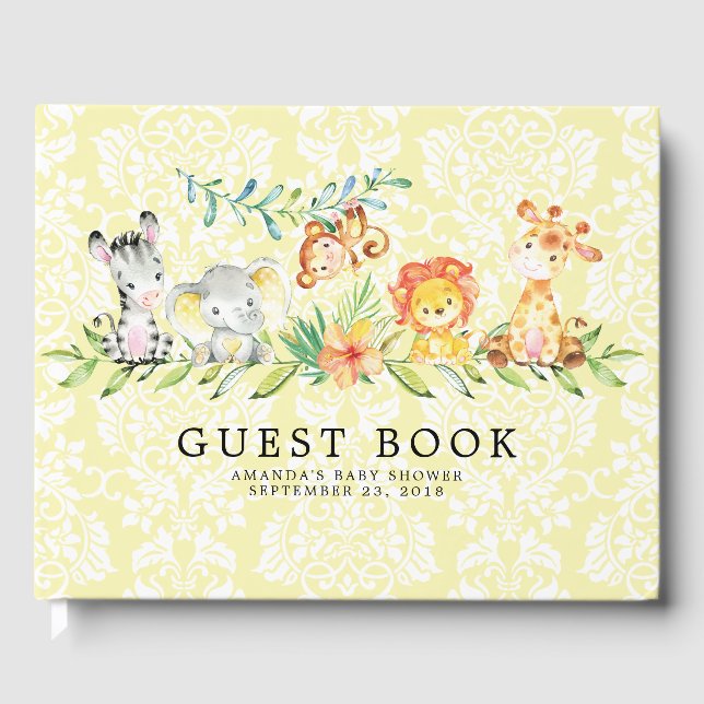 Sweet Safari Animaux Baby shower Livre d'invité (Recto)