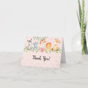 Sweet Safari Animaux Baby shower Merci Note