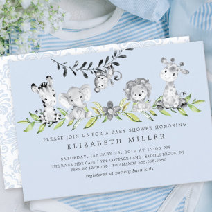 Sweet Safari Animaux garçon Baby shower Invitation