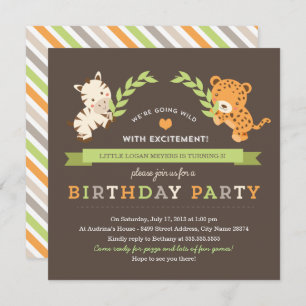 Sweet Safari Anniversaire Fête Invitation