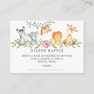 Sweet Safari Baby Shower Diaper Raffle Ticket Enclosure Card