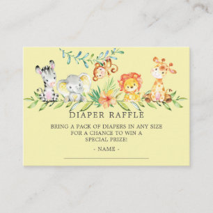 Sweet Safari Baby Shower Diaper Raffle Ticket Enclosure Card
