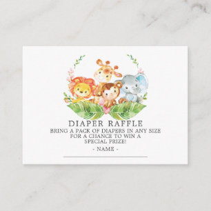 Sweet Safari Baby Shower Diaper Raffle Ticket Enclosure Card