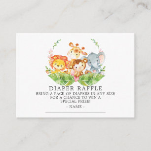Sweet Safari Baby Shower Diaper Raffle Ticket Enclosure Card