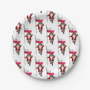 Sweet Saint Nicholas With Banner Of Poland Paper Plate