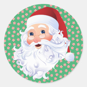 Sweet Santa Claus Christmas Peppermint Candy 20 Classic Round Sticker