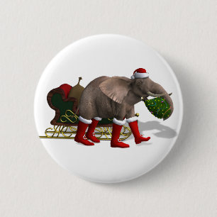 Sweet Santa Claus Elephant 2 Inch Round Button