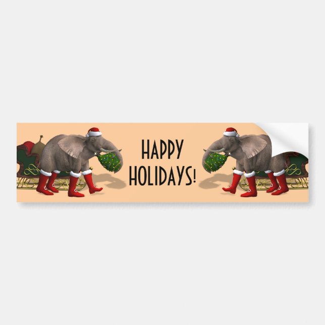 Sweet Santa Claus Elephant Bumper Sticker (Front)