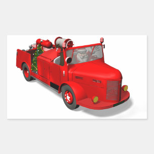 Sweet Santa Claus In Fire Engine Sticker