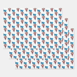 Sweet Santa Claus Visiting Oklahoma Wrapping Paper Sheet