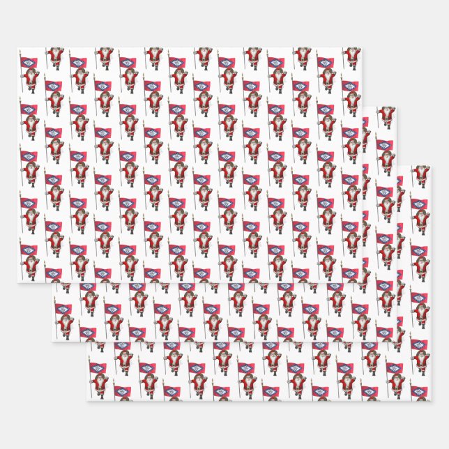 Sweet Santa Claus Visits Arkansas Wrapping Paper Sheet (Set)