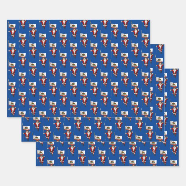 Sweet Santa Claus Visits California Wrapping Paper Sheet (Set)