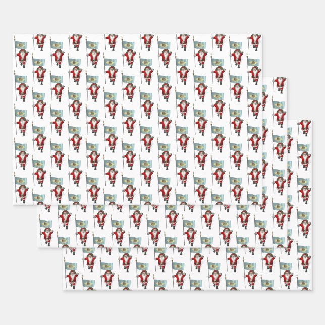 Sweet Santa Claus Visits Delaware Wrapping Paper Sheet (Set)