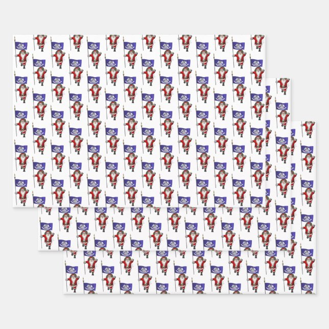 Sweet Santa Claus Visits Louisiana Wrapping Paper Sheet (Set)