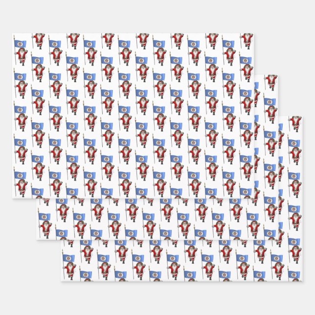 Sweet Santa Claus Visits Minnesota Wrapping Paper Sheet (Set)