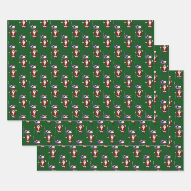Sweet Santa Claus Visits Ohio Wrapping Paper Sheet (Set)