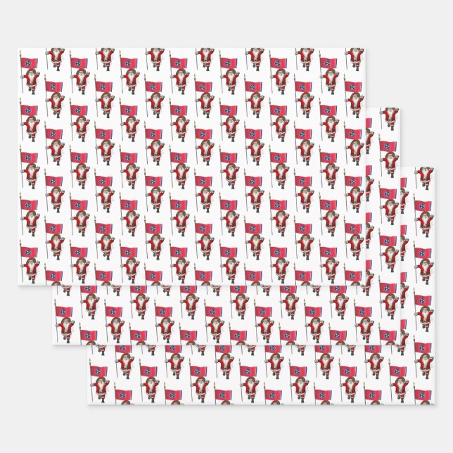 Sweet Santa Claus Visits Tennessee Wrapping Paper Sheet (Set)