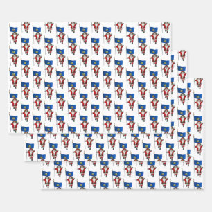 Sweet Santa Claus Visits Vermont Wrapping Paper Sheet