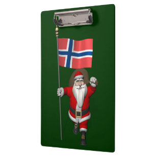 Sweet Santa Claus With Ensign Of Norway Clipboard