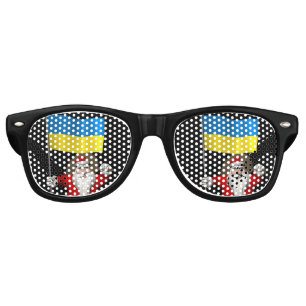 Sweet Santa Claus With Ensign Of The Ukraine Retro Sunglasses
