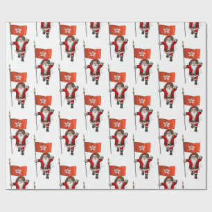Sweet Santa Claus With Flag Of Hong Kong Wrapping Paper