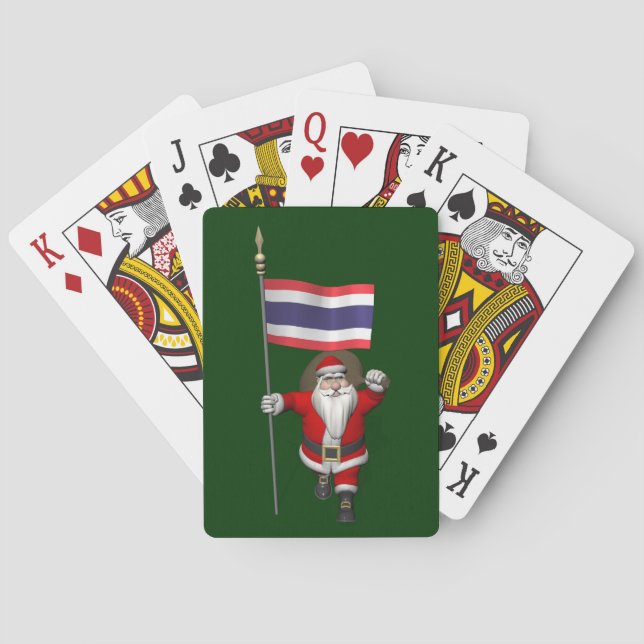 Sweet Santa Claus With Flag Of Thailand Playing Cards (Back)