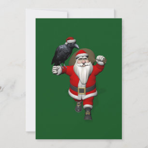 Sweet Santa Claus With Huge Raven Holiday Card