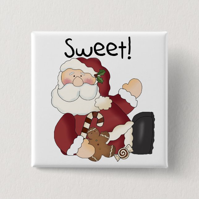 Sweet Santa Holiday Tshirts and Gifts 2 Inch Square Button (Front)