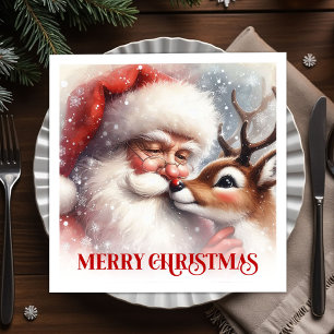 Sweet Santa Rudolph Holiday Christmas Napkins Set