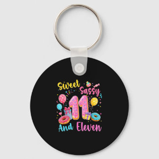 Sweet sassy and eleven 11th birthday sweet doughnu keychain