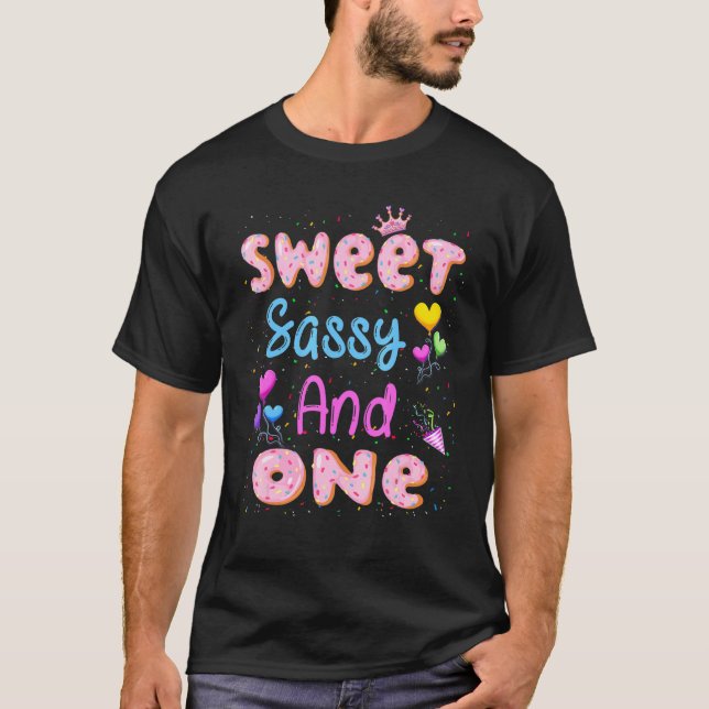 Sweet Sassy And One 1st Birthday Doughnut 1 Years  T-Shirt (Front)