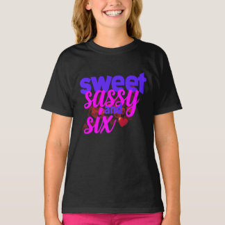 Sweet Sassy and Six 6th Birthday Girl Pink and Pur T-Shirt